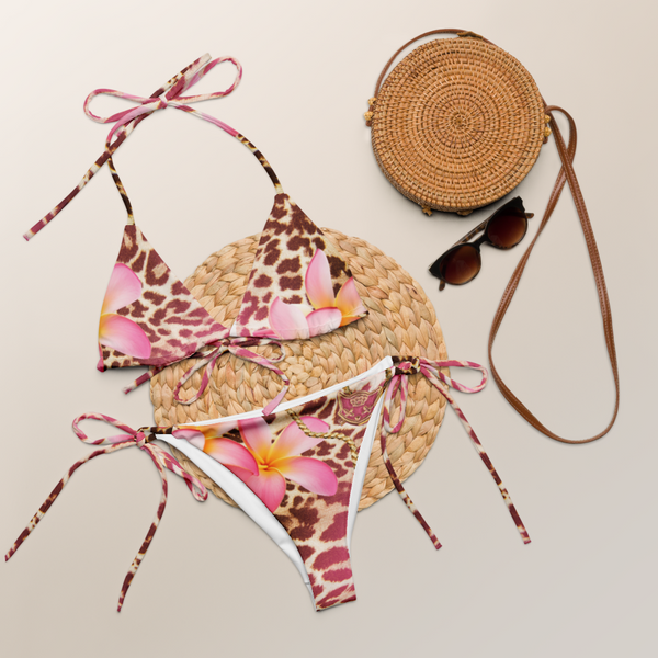 Plumeria Leopard String Bikini