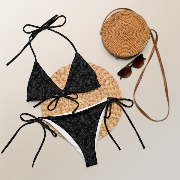 Monogram Black String Bikini